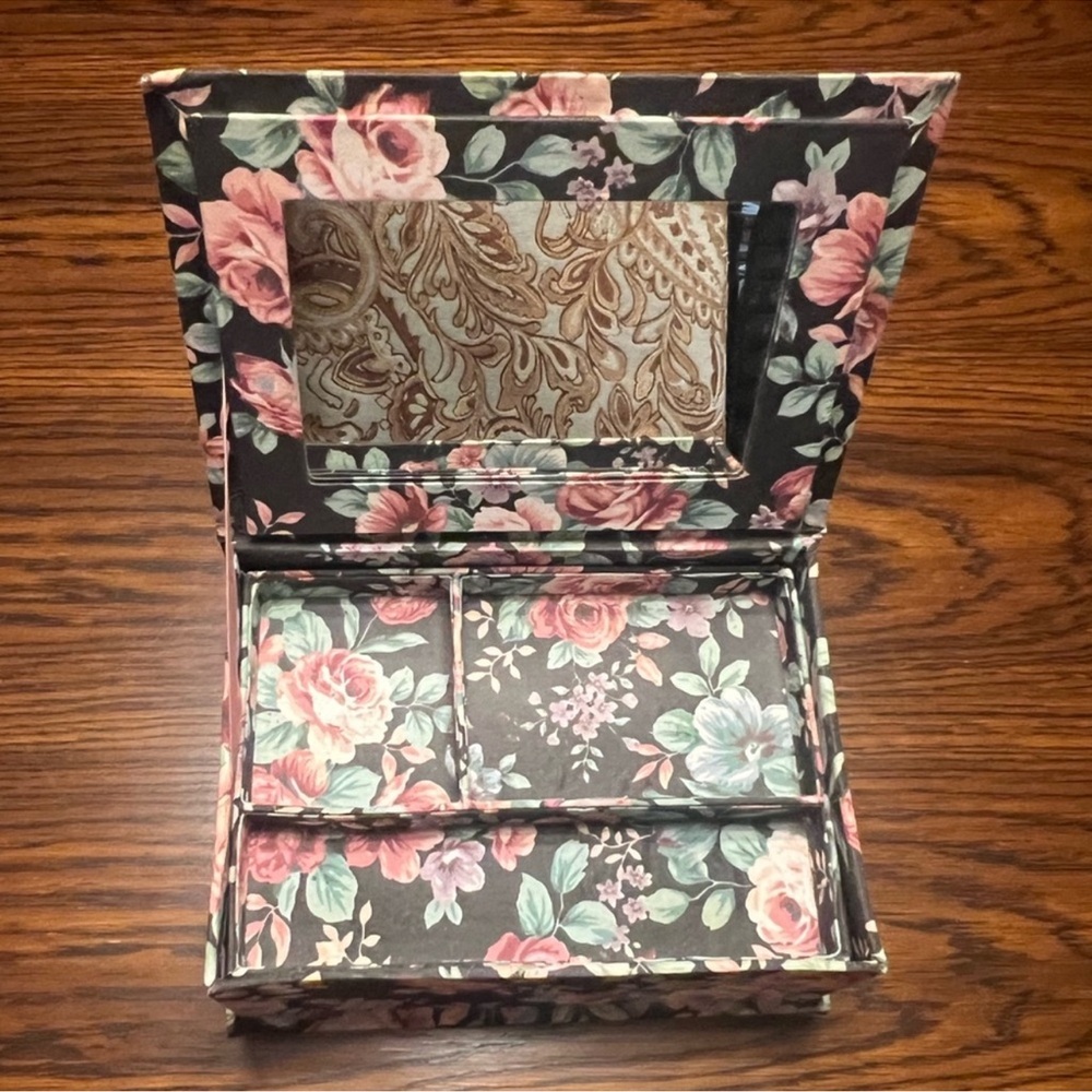 Vintage French Floral Fabric Covered Jewelry Pull Out Tray Fabric Sewing Box - Picture 3 of 8